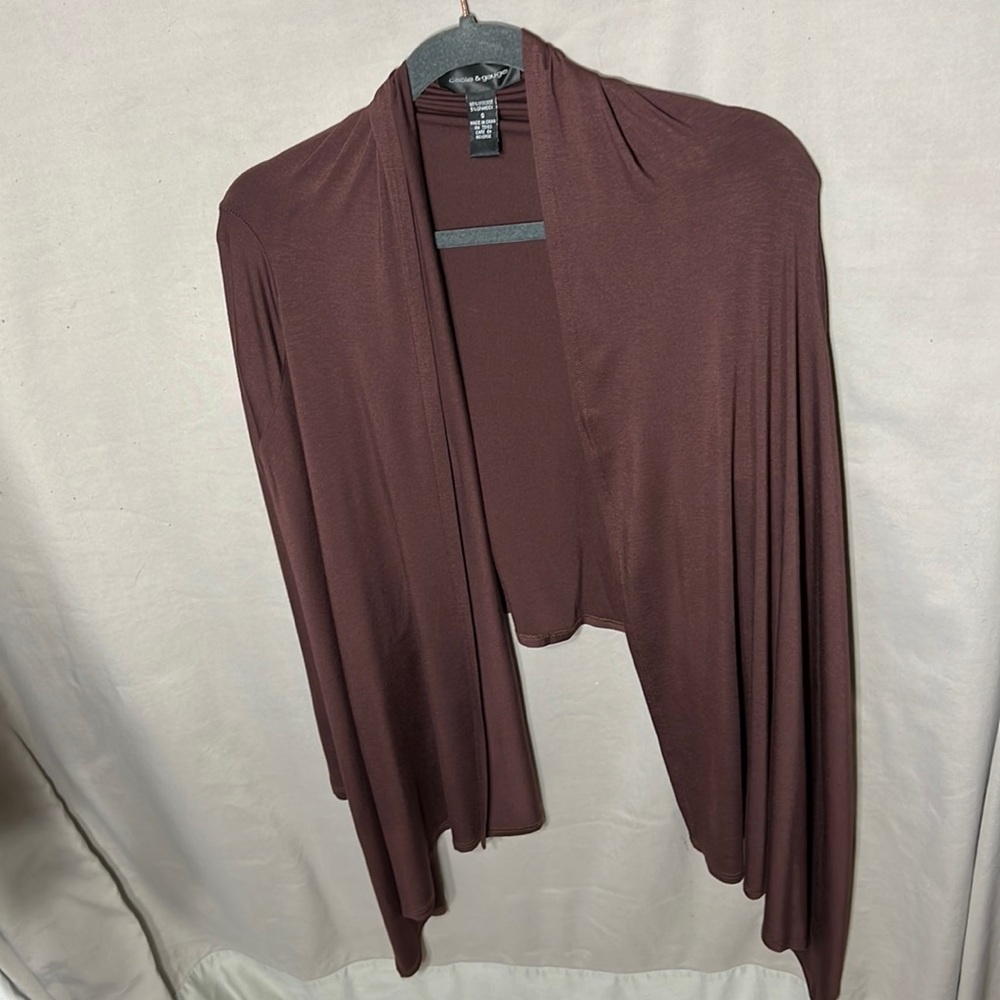 Women’s cardigan, Cable & Gauge, (S), long sleeve, brn., 95% Viscose, 5% Spandex